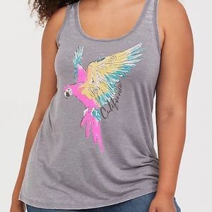 Torrid California Parrot Grey Racerback Tank Top